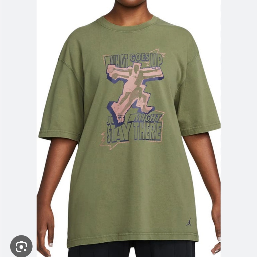 Jordan Olive Short Sleeve Tee with Graphic Oversized